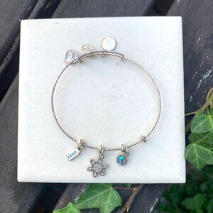 Alex and Ani Snowflake Charm Bracelet Silver Finish - Expands 2"- 3.5"